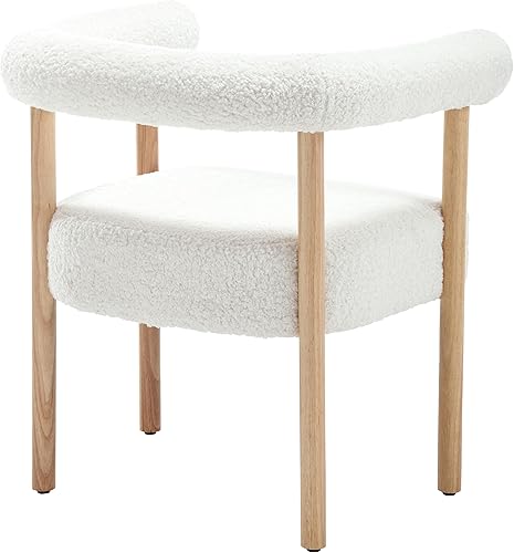 Miniatura 7 de Sillas de comedor blancas de bouclé, juego de 6, sillas de comedor tapizadas modernas, sillas de cocina y comedor con respaldo curvo, sillas de