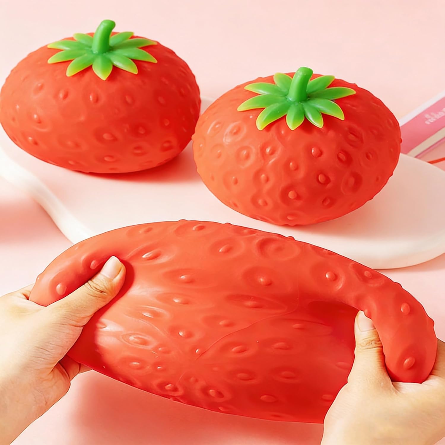 Giant Strawberry Squishies, Jumbo Realistic Strawberry Stress Ball, Large Squeezable Toy Fruit Ball, Big Strawberries Squishies Fidget, Party Favor Slow Rise Pressure Release Toy