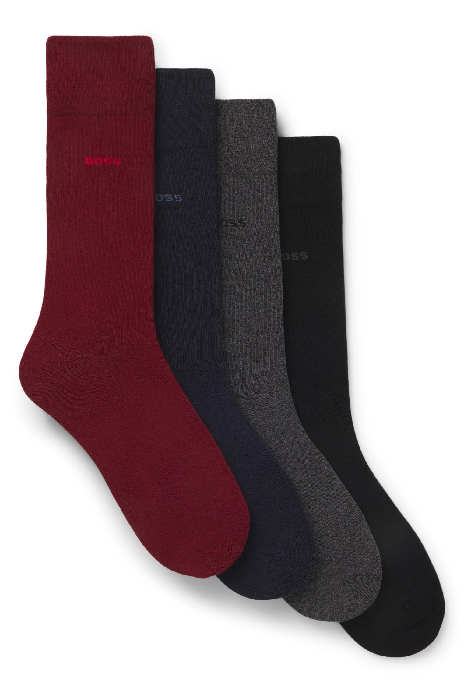 BOSS Mens 4P RS GiftSet Uni CC Four-pack of regular-length socks with logos