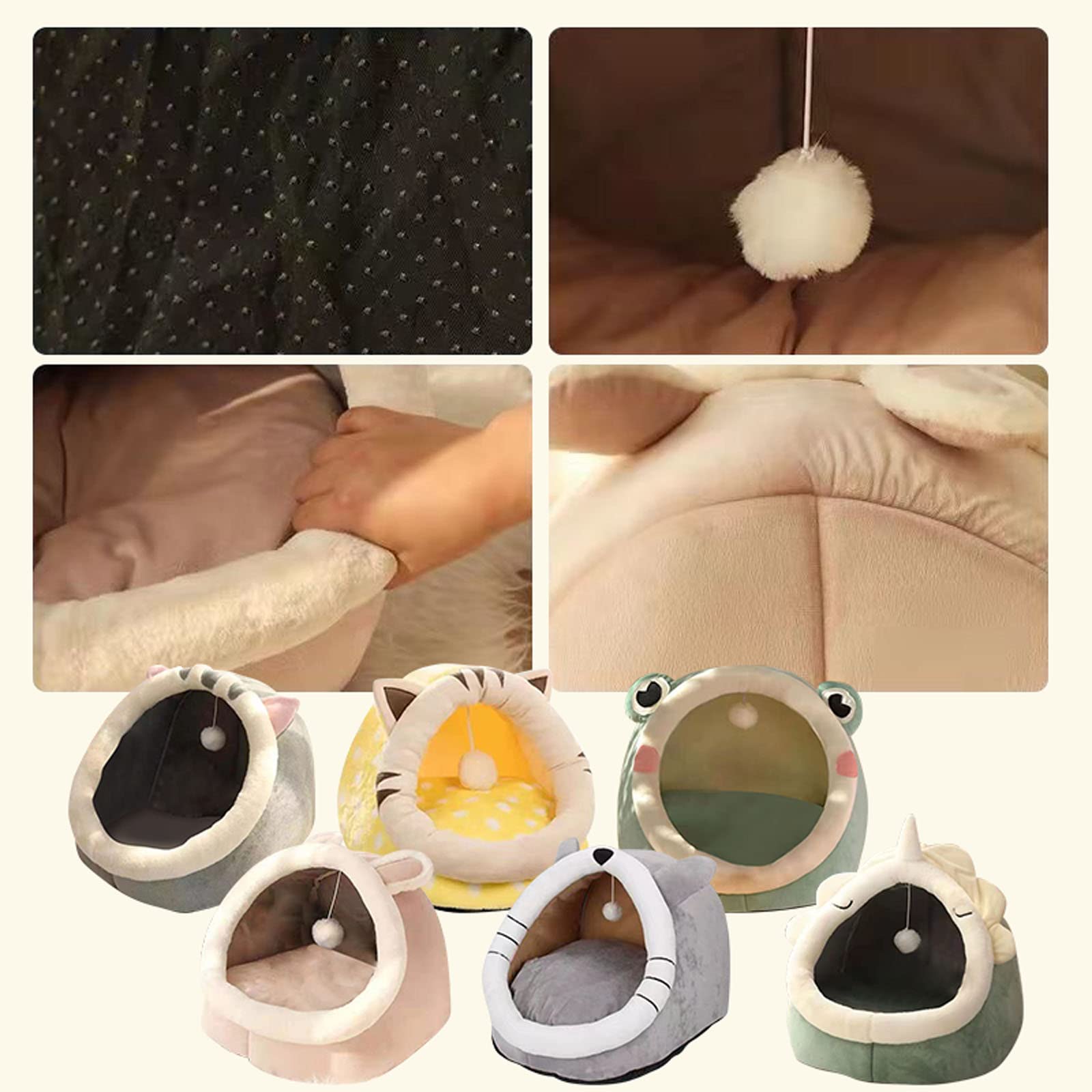 Dempiire Cat Beds - Cute Animal Design Washable Non-Slip Small Cat Dog Bed for Windowsill, Bedside, Table and Cabinet (Green)