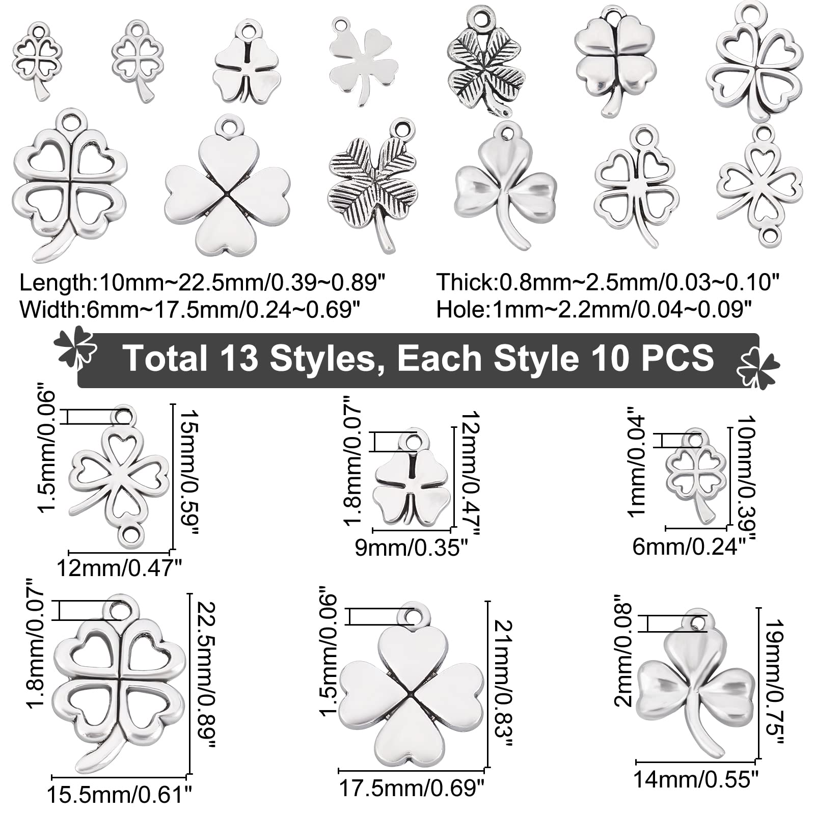 LUOZZY 10 Llaveros De Trébol De Cuatro Hojas, Llavero Transparente Y Colgante De Aleación, Trébol De La Suerte, Regalo De Joyería, Varios Colores