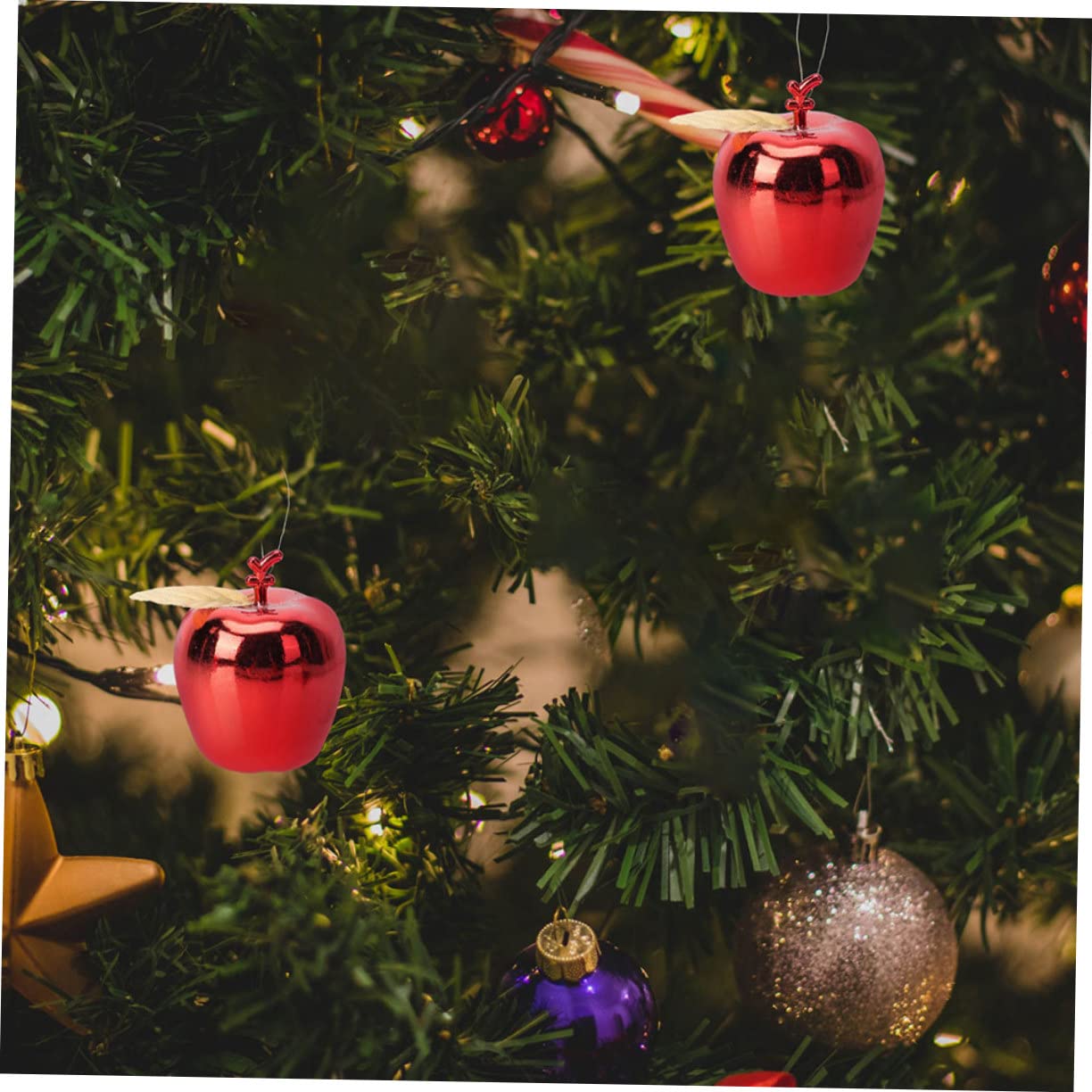 36 STK Weihnachtsapfel-anhänger Mini-weihnachtsschmuck Glitzernder Weihnachtsbaum Mini-bälle Baumkugeln Dekoration Weihnachtsdekoration Zum Aufhängen Festschmuck Plastik Drinnen