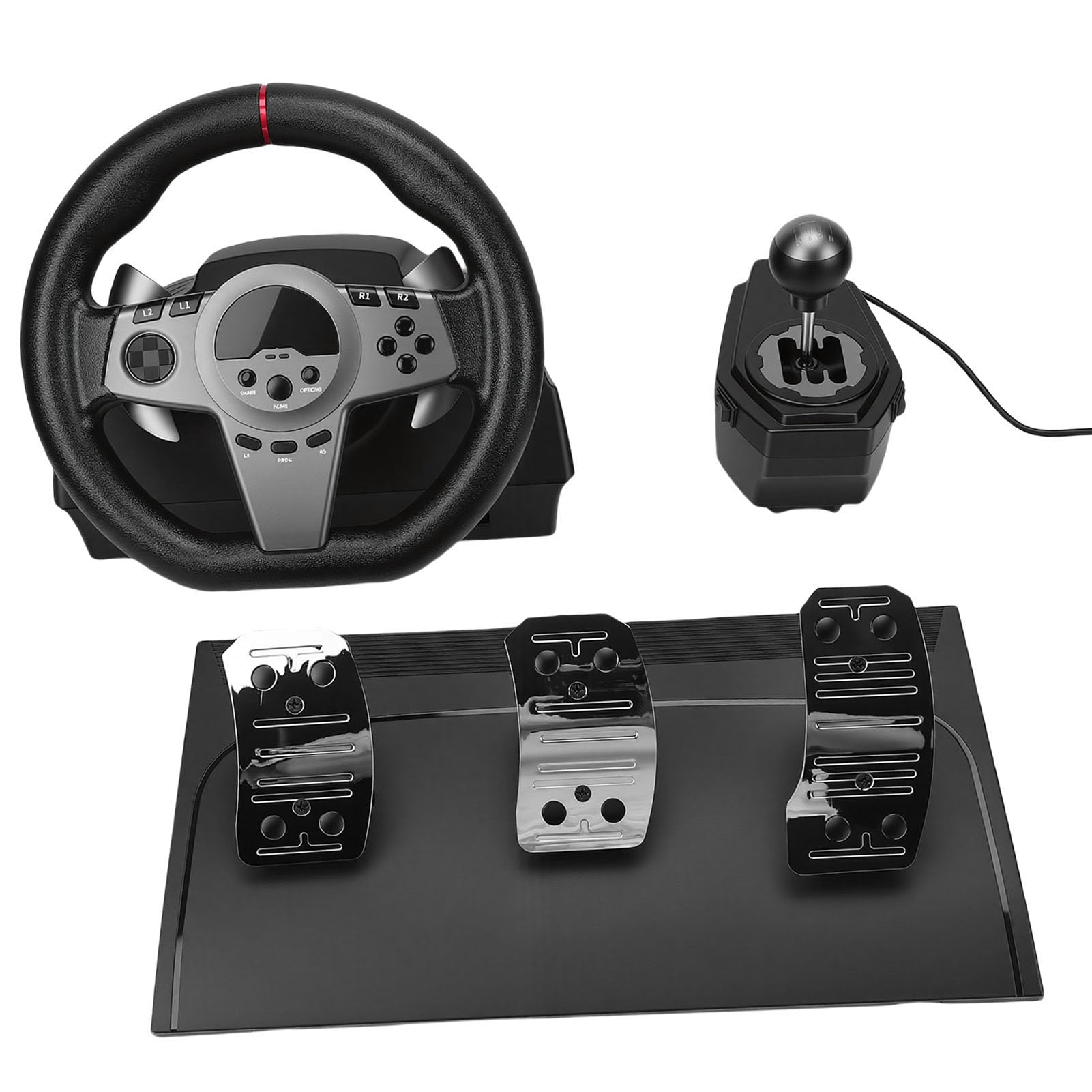 VELATEMOR Volante da Corsa, Rotazione dello Sterzo di 270° con Pedali a Induzione Lineare Hall e Leve del Cambio, Set di Volanti da Gioco Adatto, per PC Computer Gaming