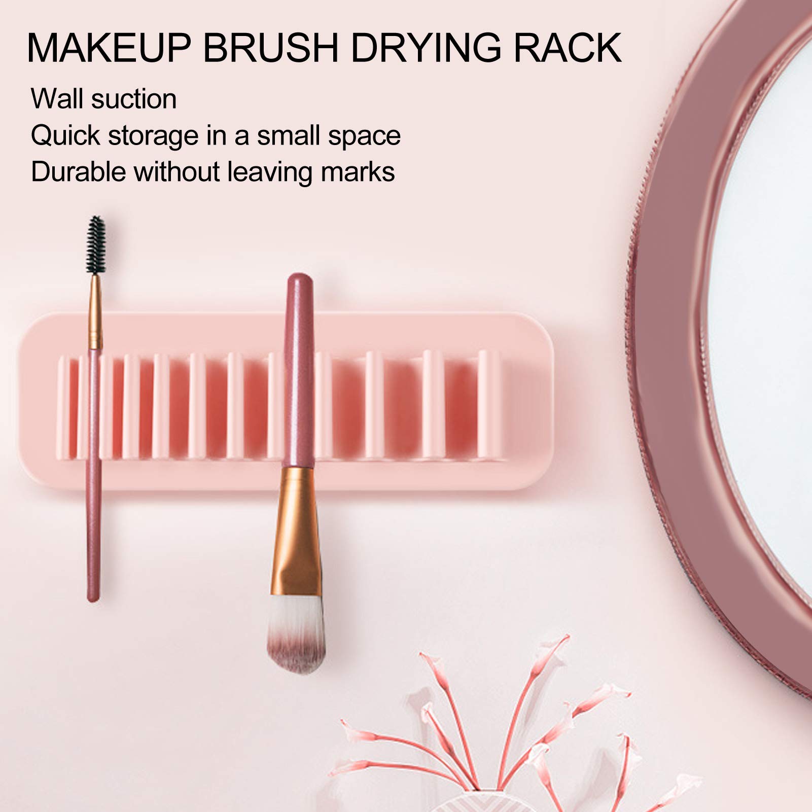 Brush Drying Holder Rack,Silicone Cosmetic Brush Drying Rack for Tile Bathroom,2Pcs Makeup Brush Holder - Image 2