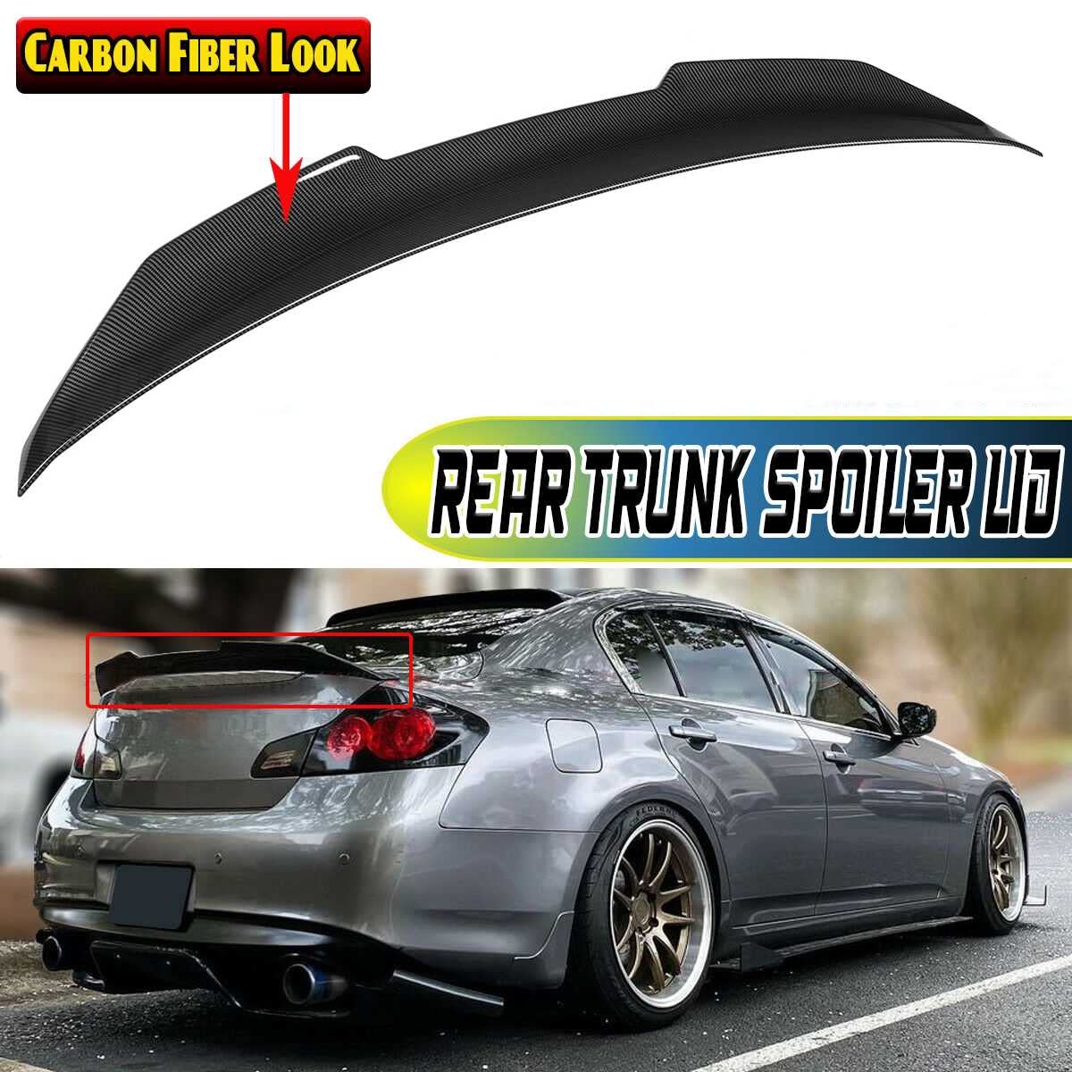 Dla Infiniti G25 G35 G37 Q40 4 Drzwi Sedan 2007-2015 Tylny Spoiler Bagażnika Samochodu Dyfuzor Splitter Tylna Klapa Tylna Skrzydło Body Kit(Glossy Black)
