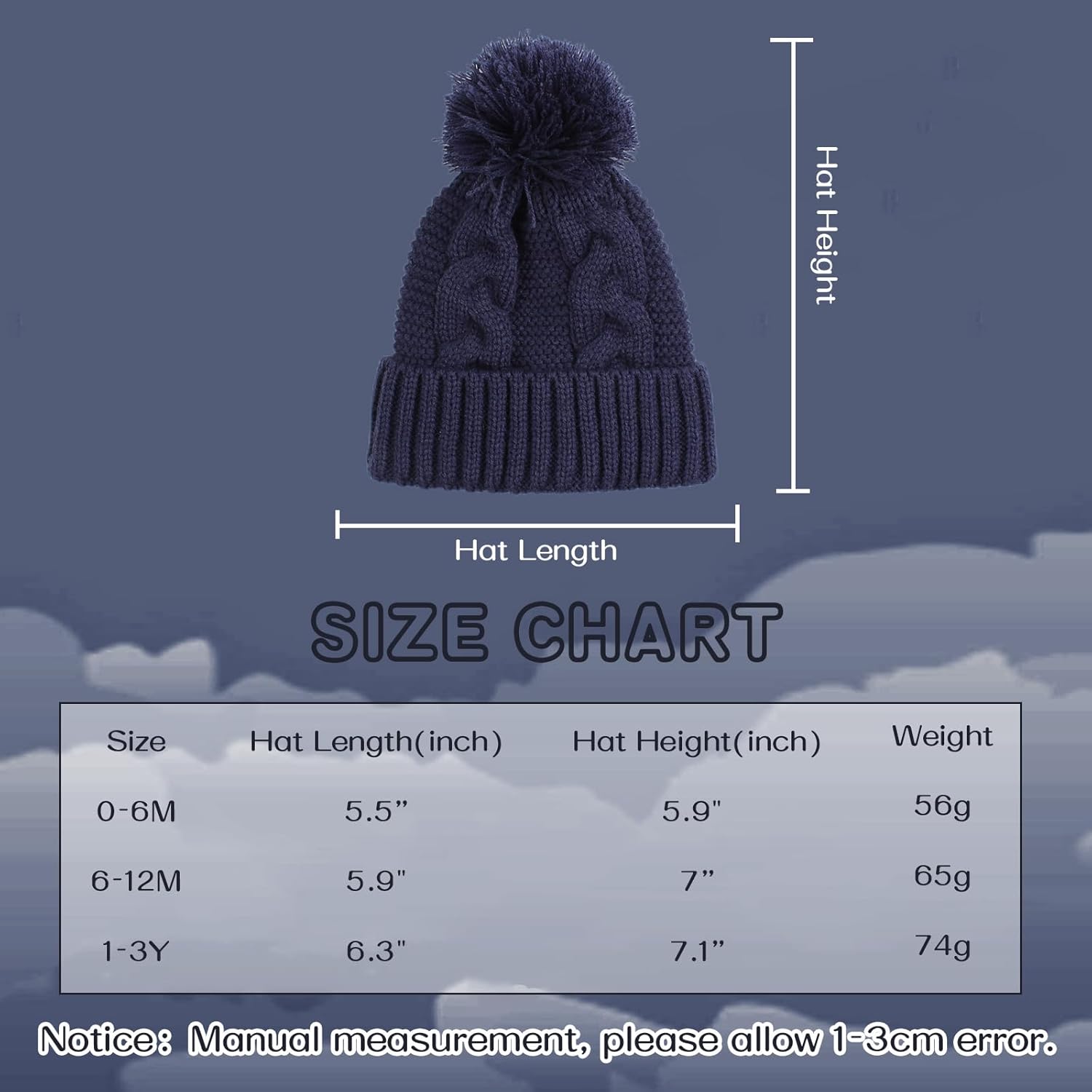 Zsedrut Baby Winter Beanie for Girls Boys Infant Toddler Warm Knit Twist Hat with Pompom - Image 5