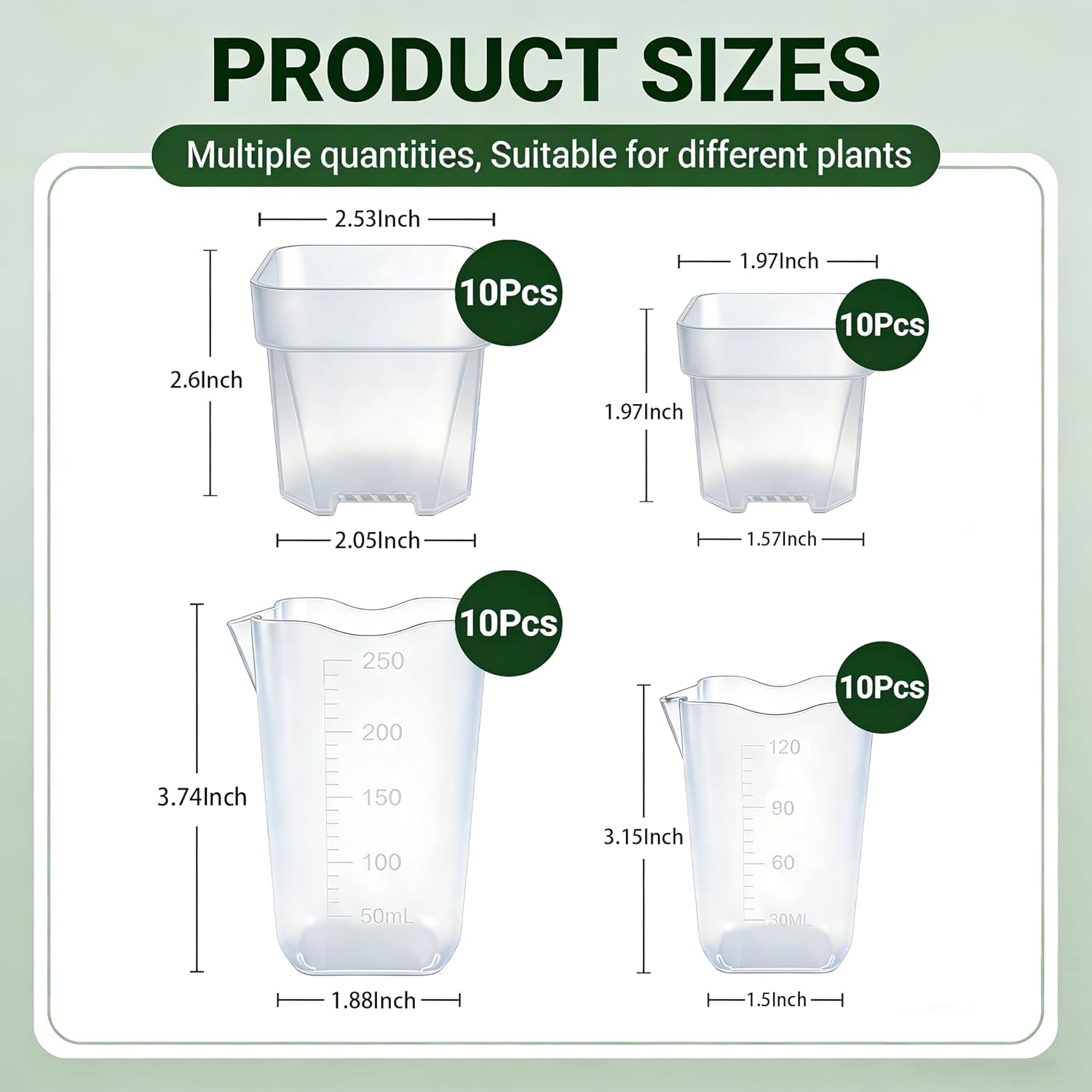 20 Pack 2/2.5 Inch Small Self Watering Pots for Indoor Plants, Mini Clear Plastic Nursery Pots with Water Level Indicator & Drainage Holes, for Seedling Propagation, Succulents, 20 Plant Labels