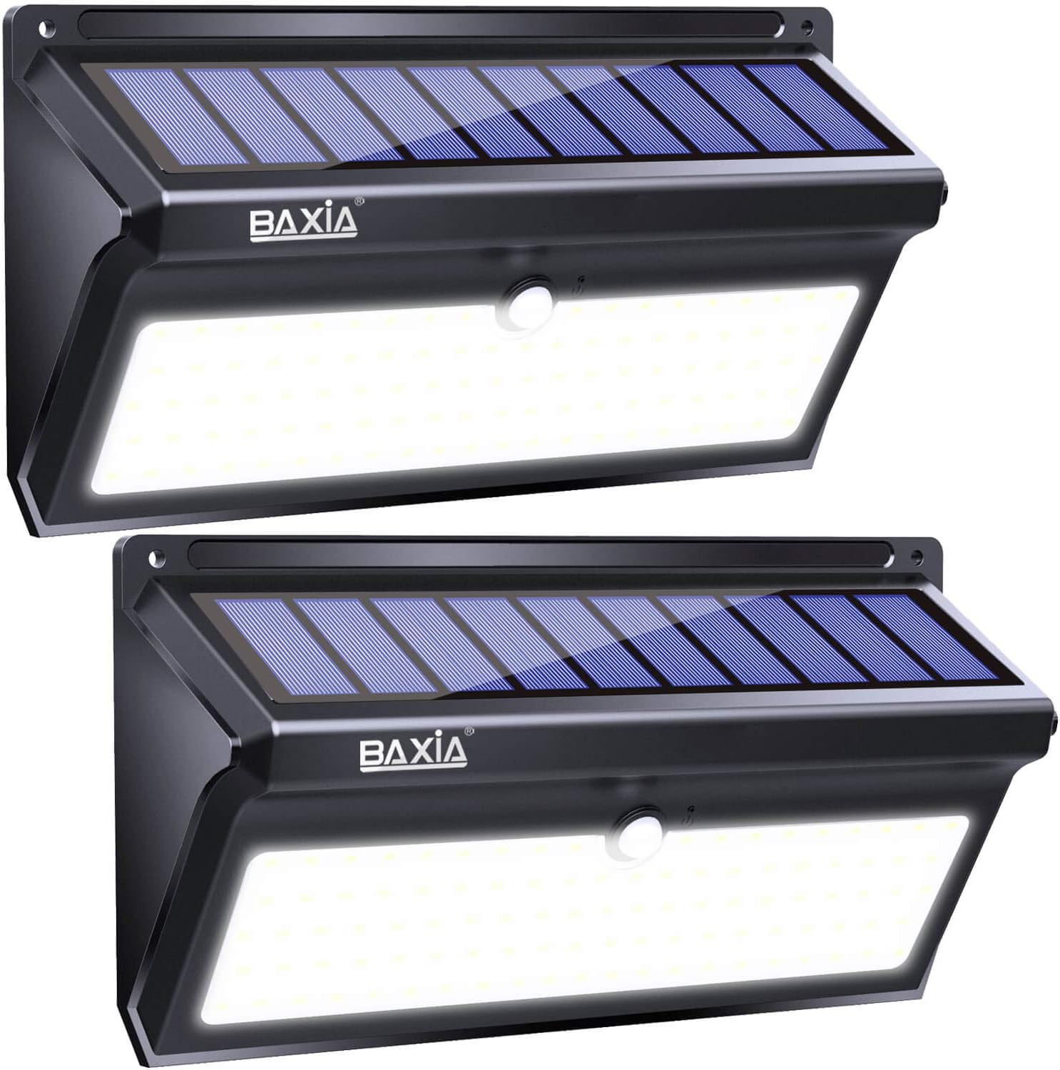 BAXIA Technology Solar Lights Outdoor, Wireless 100 LED Solar Motion Sensor Lights Waterproof Security Lighting Outdoor for Front Door, Backyard, Steps, Garage, Garden(2000LM, 2PACK)
