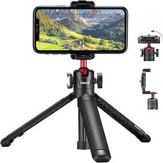 Ulanzi 2469A MT-41 スマホホルダー付きミニ三脚/スマホ三脚 4段階高さ調整可能 360°回転自由雲台 コールドシュー付属 ビデオカメラ 一眼レフカメラ スマートフォン等対応