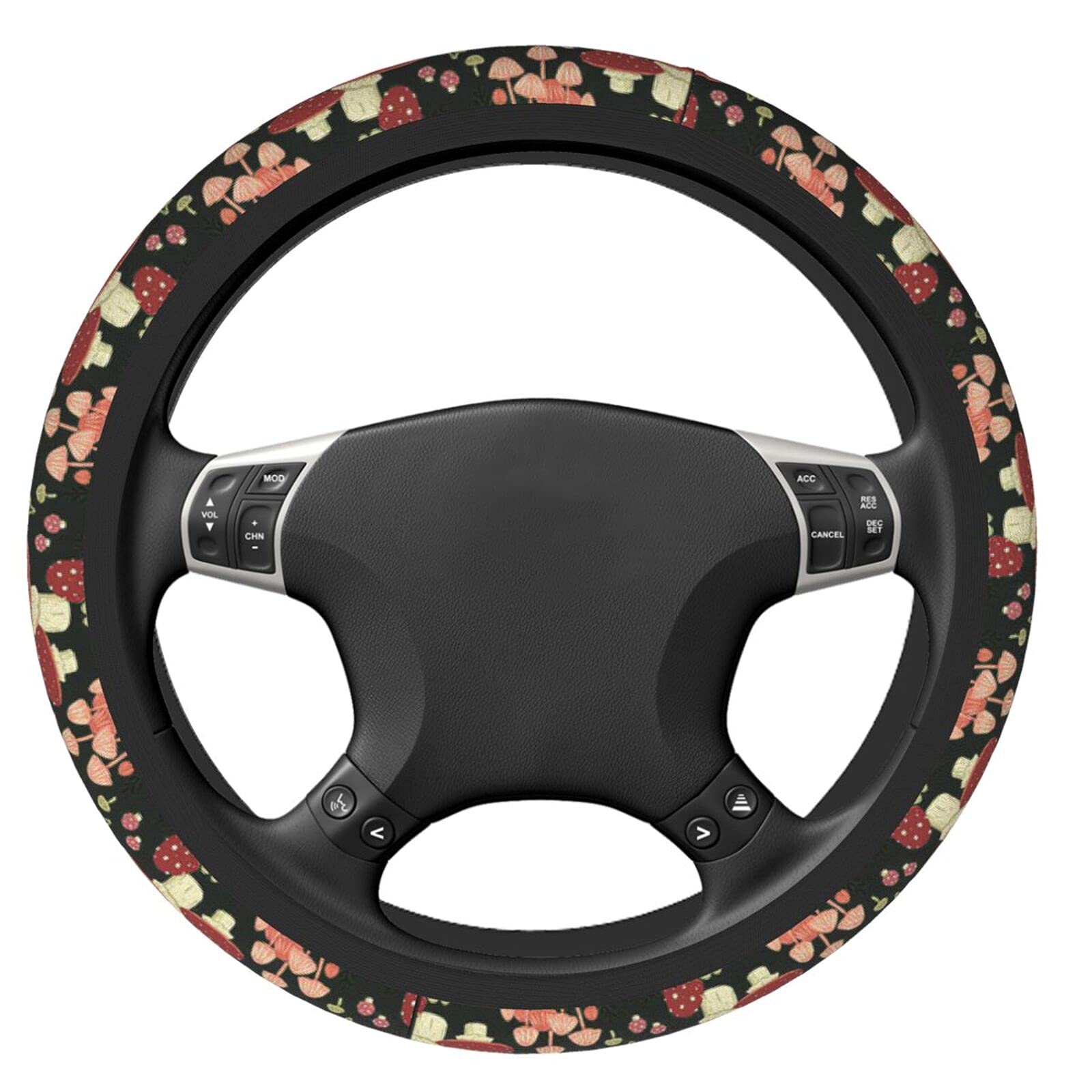 Mushroom Steering Wheel Cover for Women & Men,Universal 15 Inches Anti Slip Neoprene Cute Steering Wheel Cover Car Accessories Protective Case Fit Auto SUV Sedan Vans Trucks