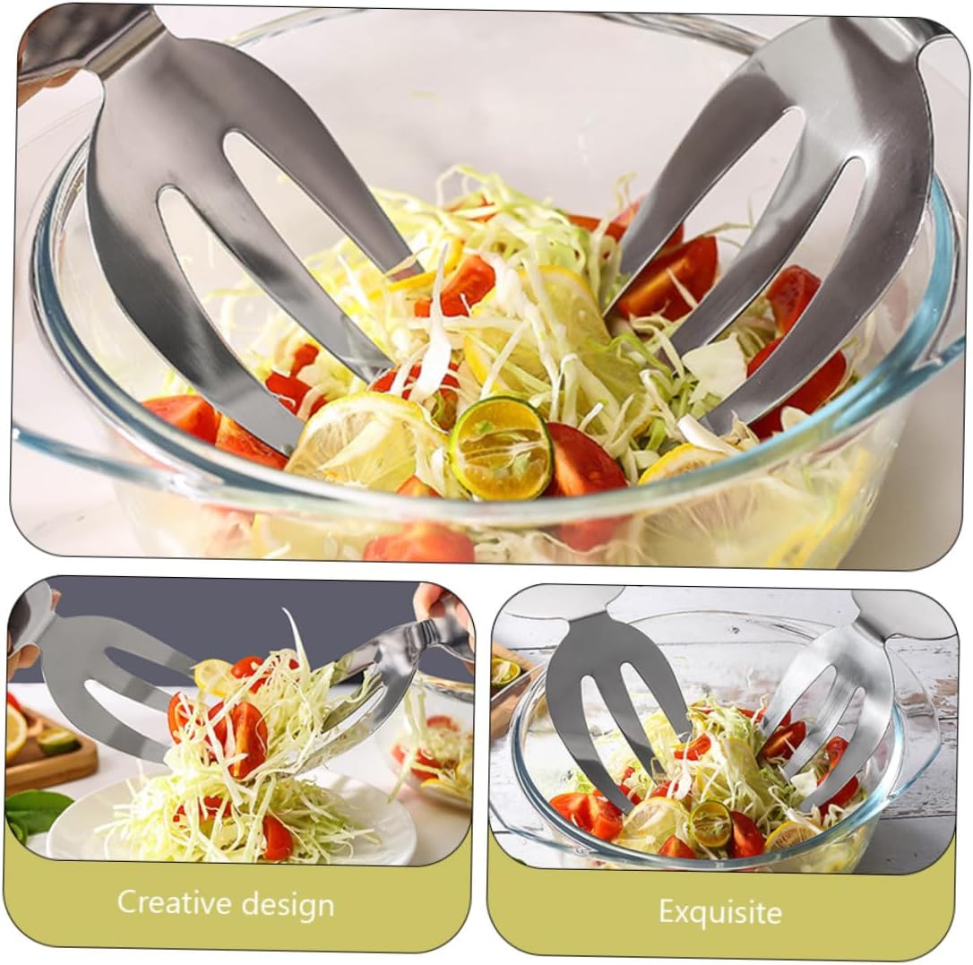 2pcs Stainless Steel Salad Servers Forks for Outdoor Camping