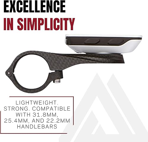 Miniatura 3 de KOM Cycling Soporte para bicicleta Garmin con acabado de carbono desde el soporte de borde diseñado para Edge 530 y Garmin 830 y otros modelos