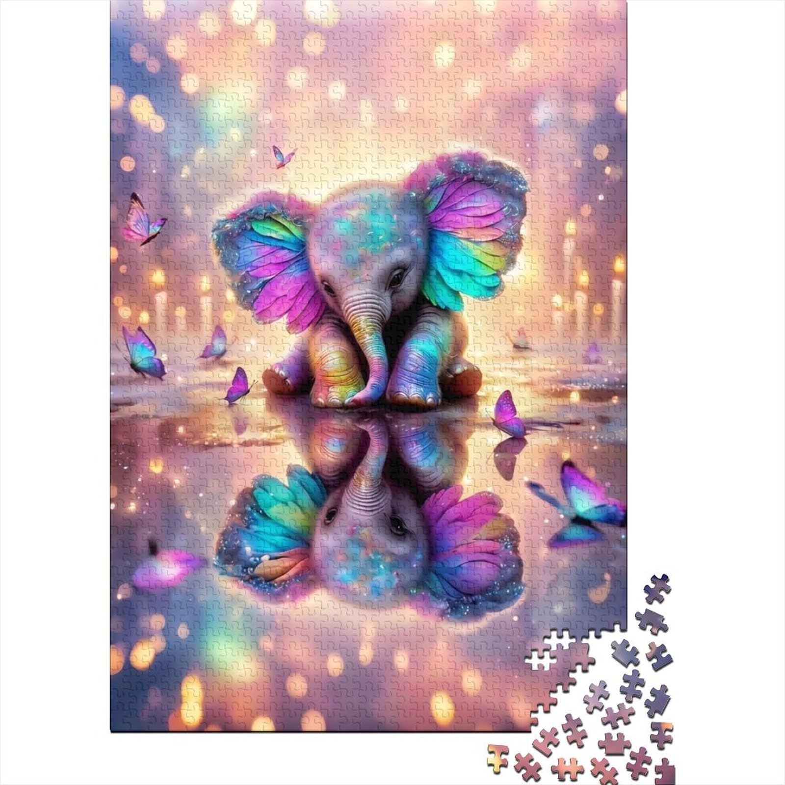 Elephant 1000 Piece Jigsaw Puzzle adults paper dream style wall art — image 1