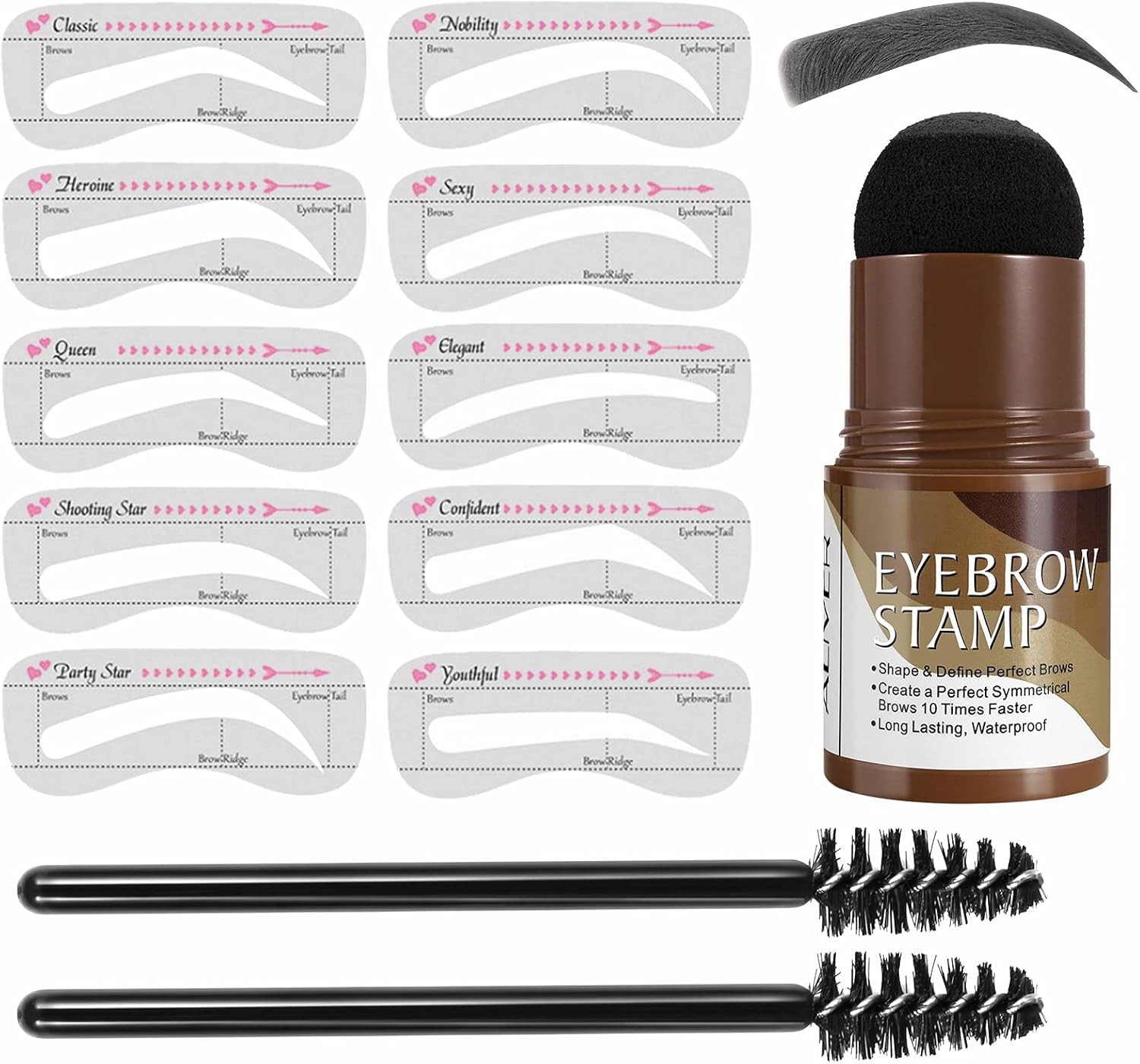 Kit De Tampons à Sourcils Kit De Mise En Forme De Tampons à Sourcils éTanche, Poudre à