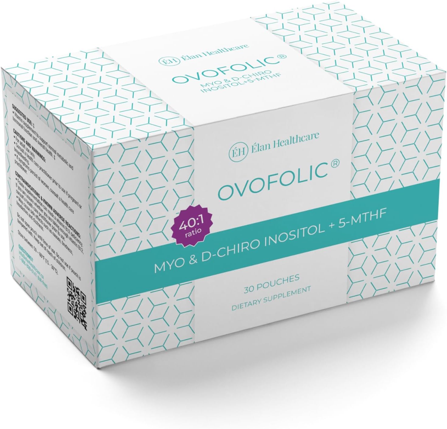 Ovofolic Inositol Supplement - Myo-Inositol and D-Chiro Inositol Plus Active Folate- Ideal 40:1 Ratio - 30 sachets