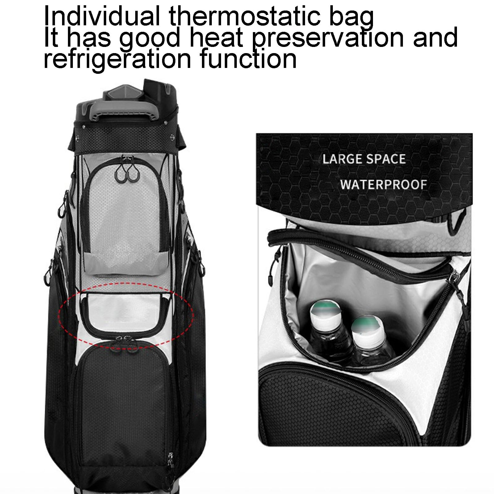 Bolsa De Golf, Diseño De Marco Estabilizador Patentado, Bolsillo Independiente con Control De Temperatura, Diseño Portátil, Adecuado para Todo Tipo De Palos