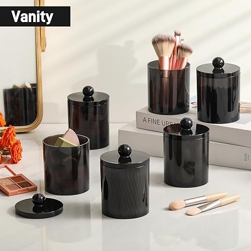 Miniatura 6 de Paquete de 2 dispensadores acrílicos para hisopos de algodón, bolas, almohadillas, púas de hilo dental, juego de tarros de boticario de plástico