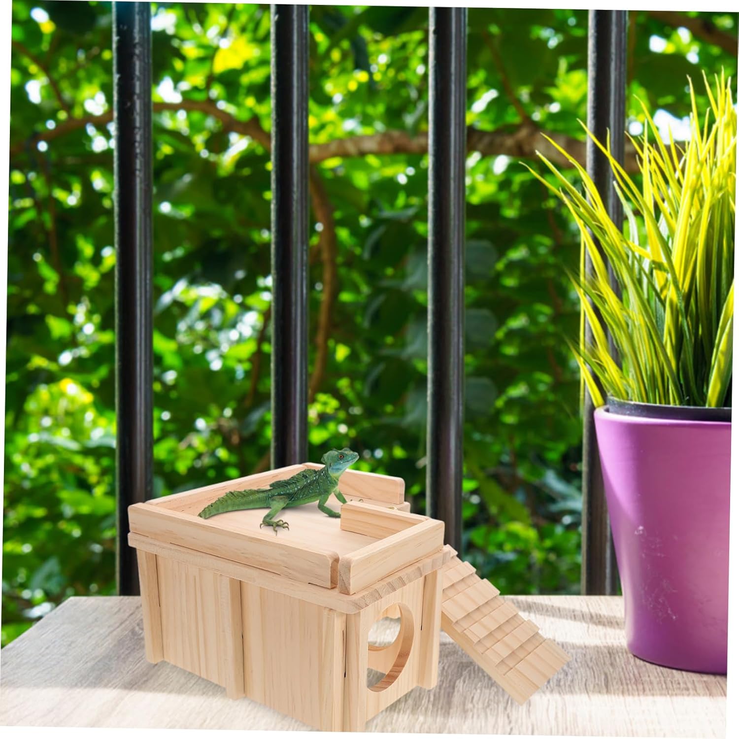Reptile Hideaway Box Bearded Dragon Enclosure Accessories Climbing Ramp Basking Platform Decor for Tortoise Habitat