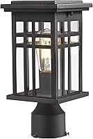 Vista 1 de zeyu 20068-P BK - Lámpara de poste para exteriores, con pantalla de vidrio transparente y acabado negro, 20068-P BK
