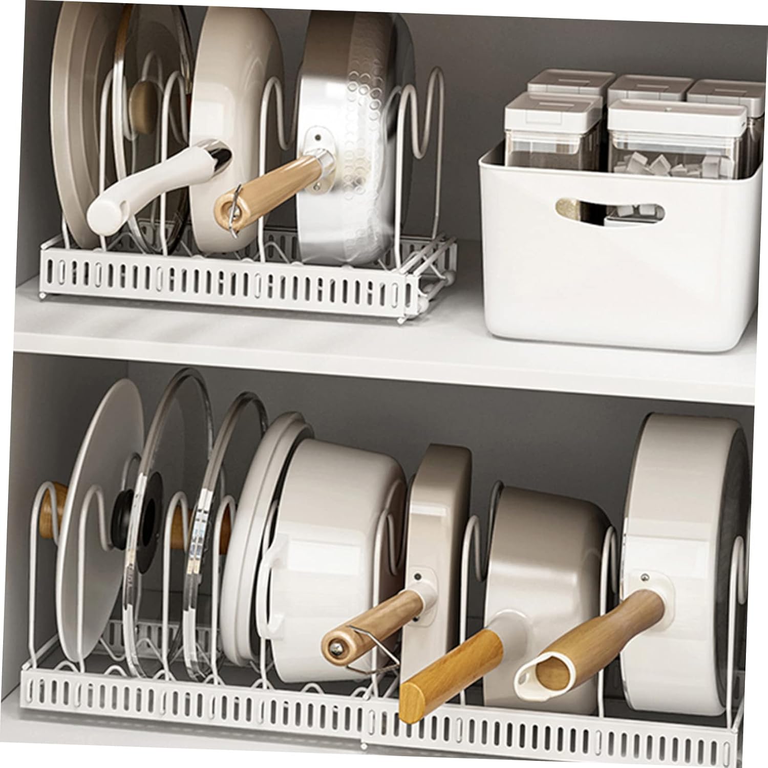 PRETYZOOM Stable Iron Pot Lid Organizer Kitchen Lid Stand Telescopic Pot Cover Rack