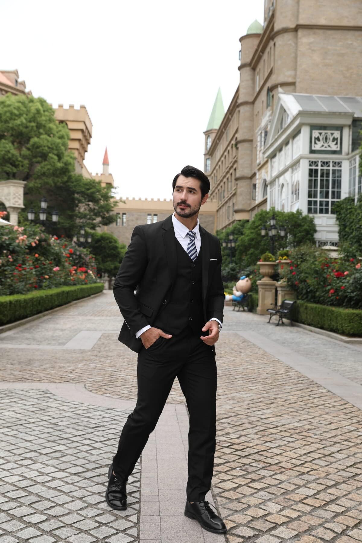 Allthemen Anzug Herren Slim Fit 3 Teilig Anzüge Modern Herrenanzug 3-Teilig Sakko Hose Weste für Business Hochzeit