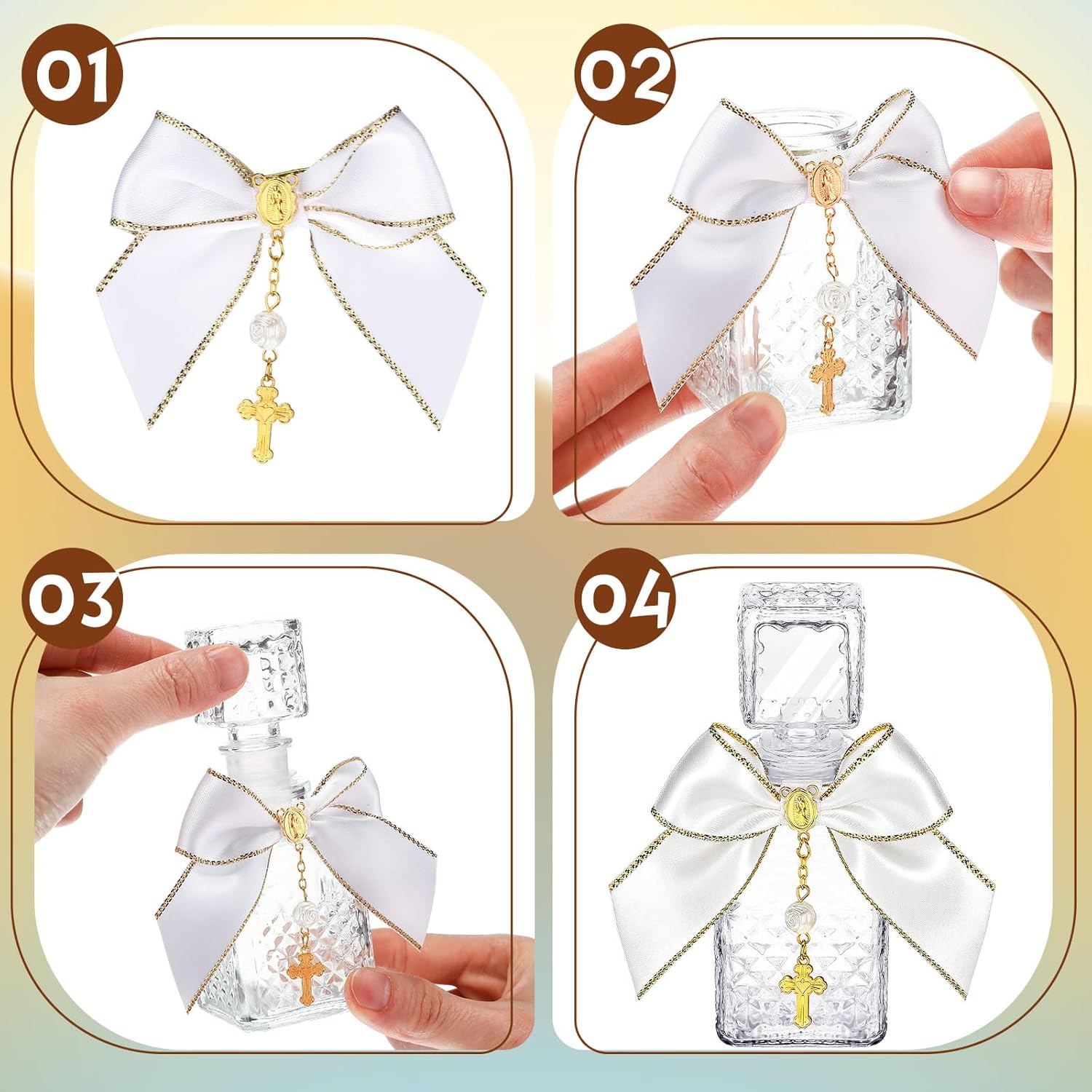 Chuangdi 40 Pcs 20 Set Water Bottles Baptism Favors 50ml Empty Glass Container with Cork for Guest First Communion Church Wedding Party Favors Jerusalem Gifts Catholic Christian