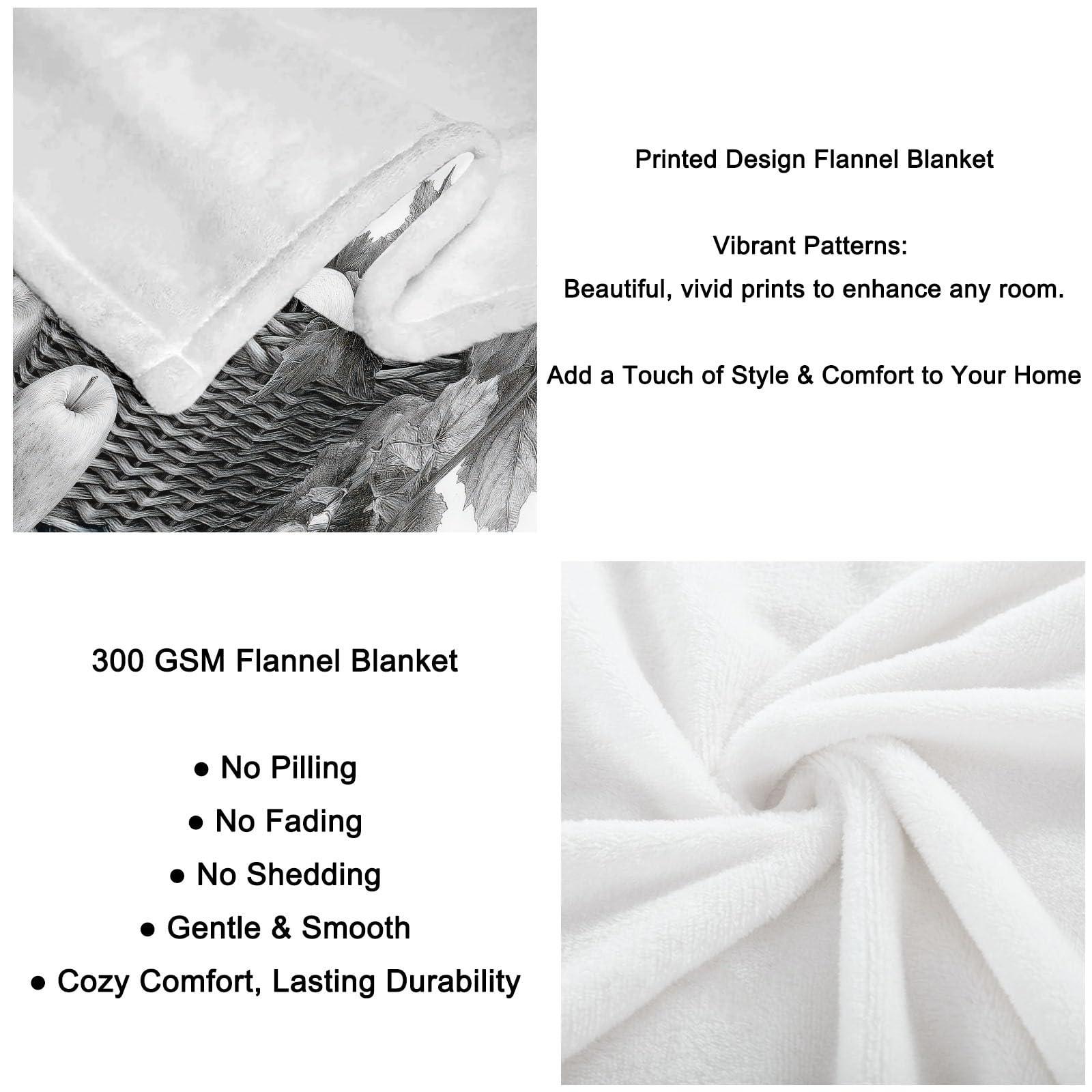 Genérico Manta de Franela Cesta De Frutas Gris 220x240 cm Mantas de Polar Cálida Cómodas, Manta de Regalo para Niños y Bebe, Mantas Versátil para Cama, Sofá, Camping Y Viajes