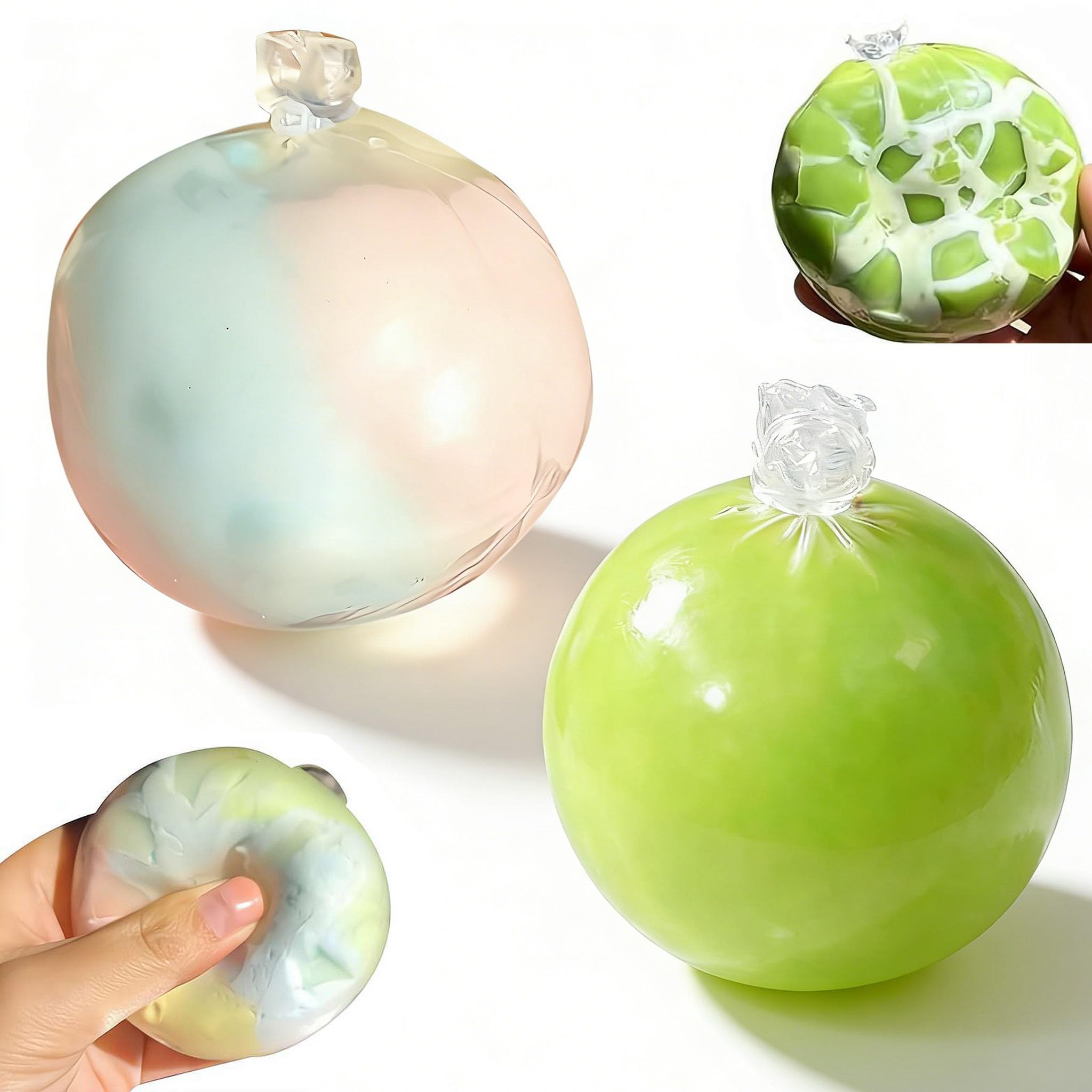 Crispy Stress Balls, Wax Cracking Squishies Snowball Squeeze Ball Toy, Slow Rising Sensory Fidget for Anxiety Relief, Soft Gel Squishies Ball with Clay Filled Texture for Adults