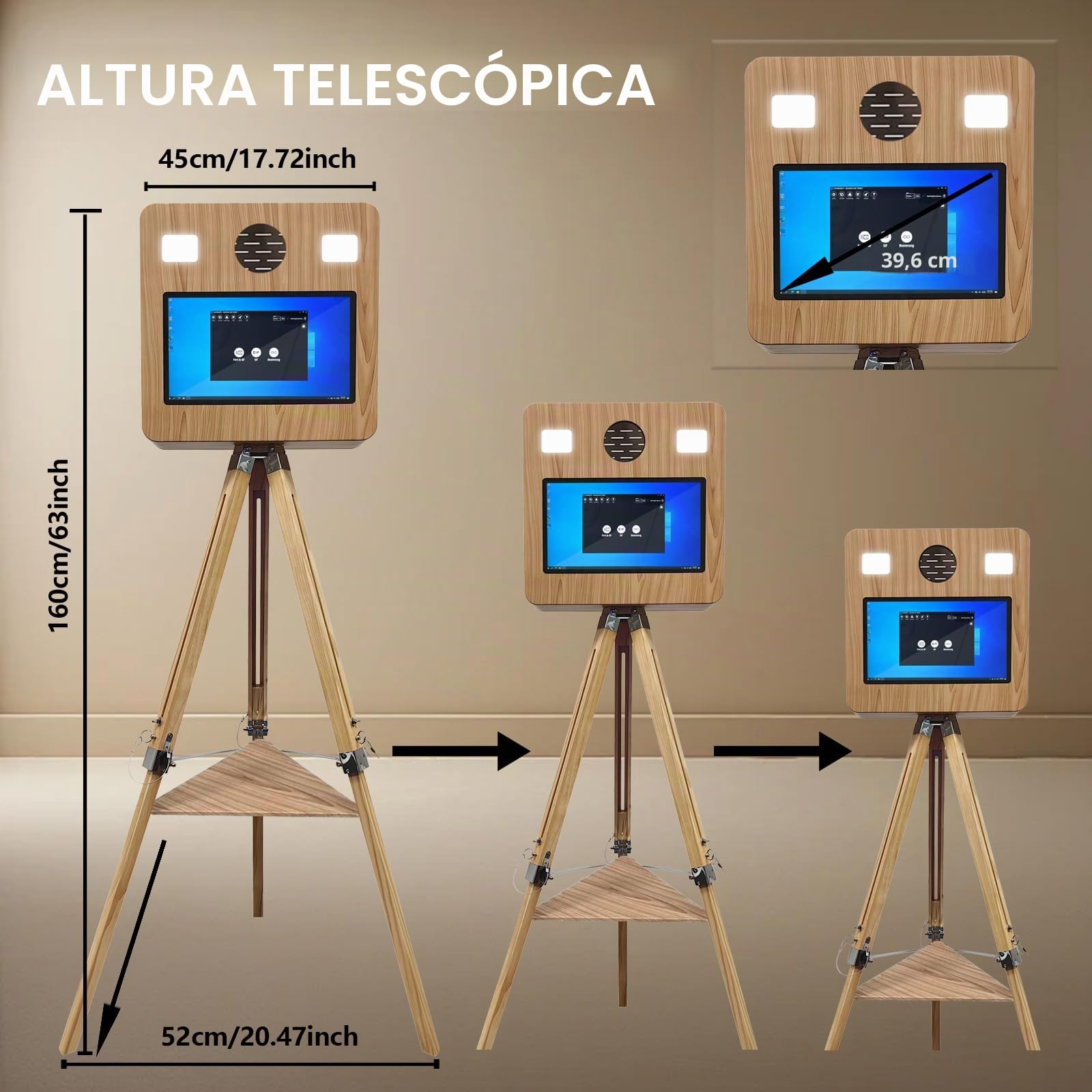 Cabina de fotos portátil con pantalla táctil de 39,6 cm, ideal para bodas, fiestas, celebraciones y eventos de alquiler (máquina de fotomatón)
