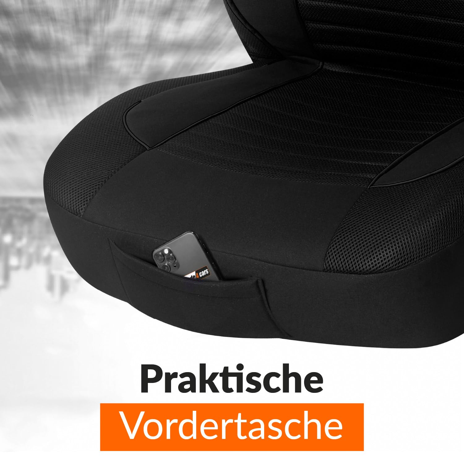 Upgrade4cars Autositzbezüge Set Universal | Autoschonbezüge Vordersitze & Rückbank | Autositzbezug Schwarz | Autozubehör Innenraum Deko | Geschenke für Frauen und Männer