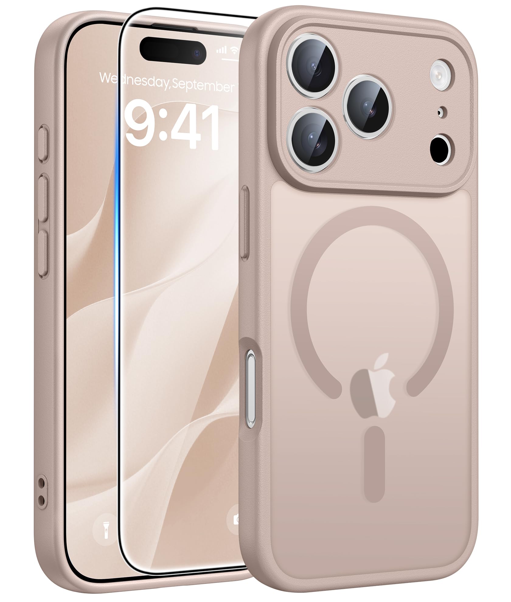 FNTCASE for iPhone 17 Pro Case: [Compatible with Magsafe] Translucent Matte Cases with [Full Camera Protection] [Screen Protector] Military Grade Shockproof Protective Phone Cover - Light Pink — view 23
