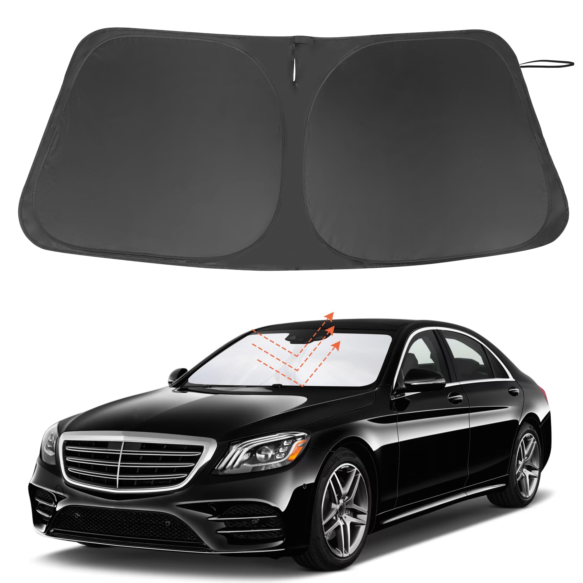 Windshield Sun Shade Custom Fit for 2016-2022 Mercedes Benz GLC Accessories Foldable Sunshade Sun Blocker Protect Car from Sun Rays & Heat Damage Keep Car Cooler