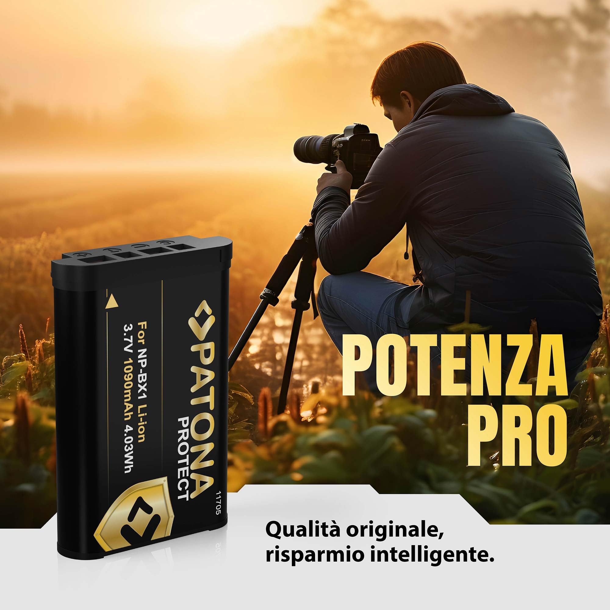 PATONA 2X Protect Batteria per Sony NP-BX1 NPBX1 DSC-RX100, 1090mAh | Batteria con box protettivo per CyberShot DSC RX1 RX100 I-VII HX50 HX60 HX80 HX90 HX99 HX400V WX300 WX500 HDR AS50 CX240