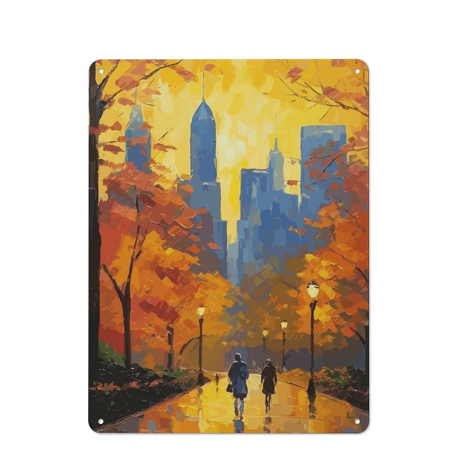 Metal Wall Sign 40x30cm Featuring New York City for Café Or Restaurant, for An Autumn Wall Display in Café And Restaurant