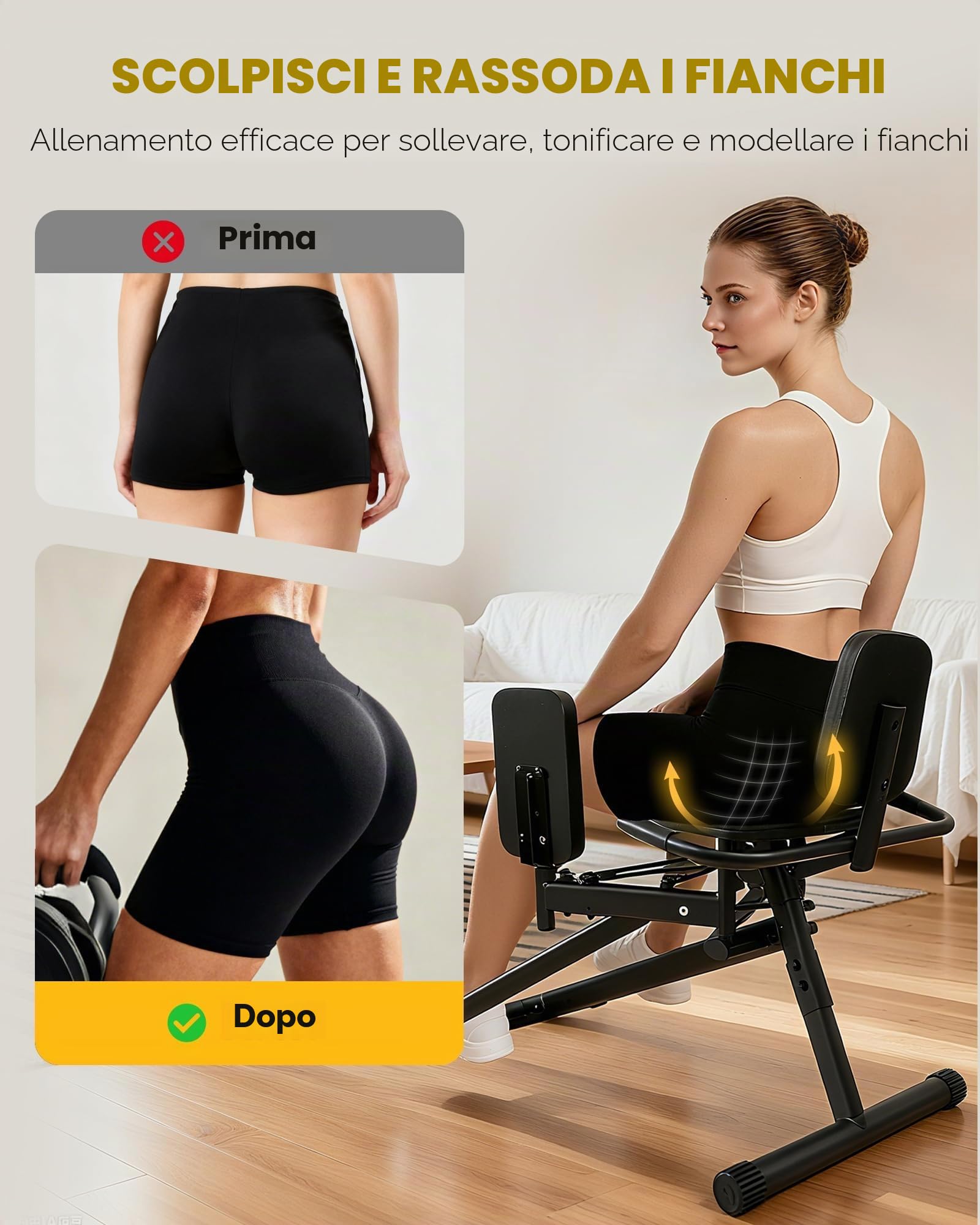 GUUG Macchina per Abduttori Adduttori: Attrezzatura per L'allenamento della Cosciagambe Ianco Thigh Costruzione Muscolare Anca e Abduzione Resistenza Regolabile Per Uomo e Donna