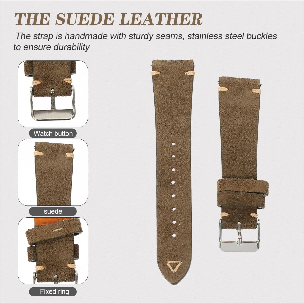 2pcs Suede Leather Strap Watch Straps for Men Watch Bands for Men Mens Leather Watch Watchband