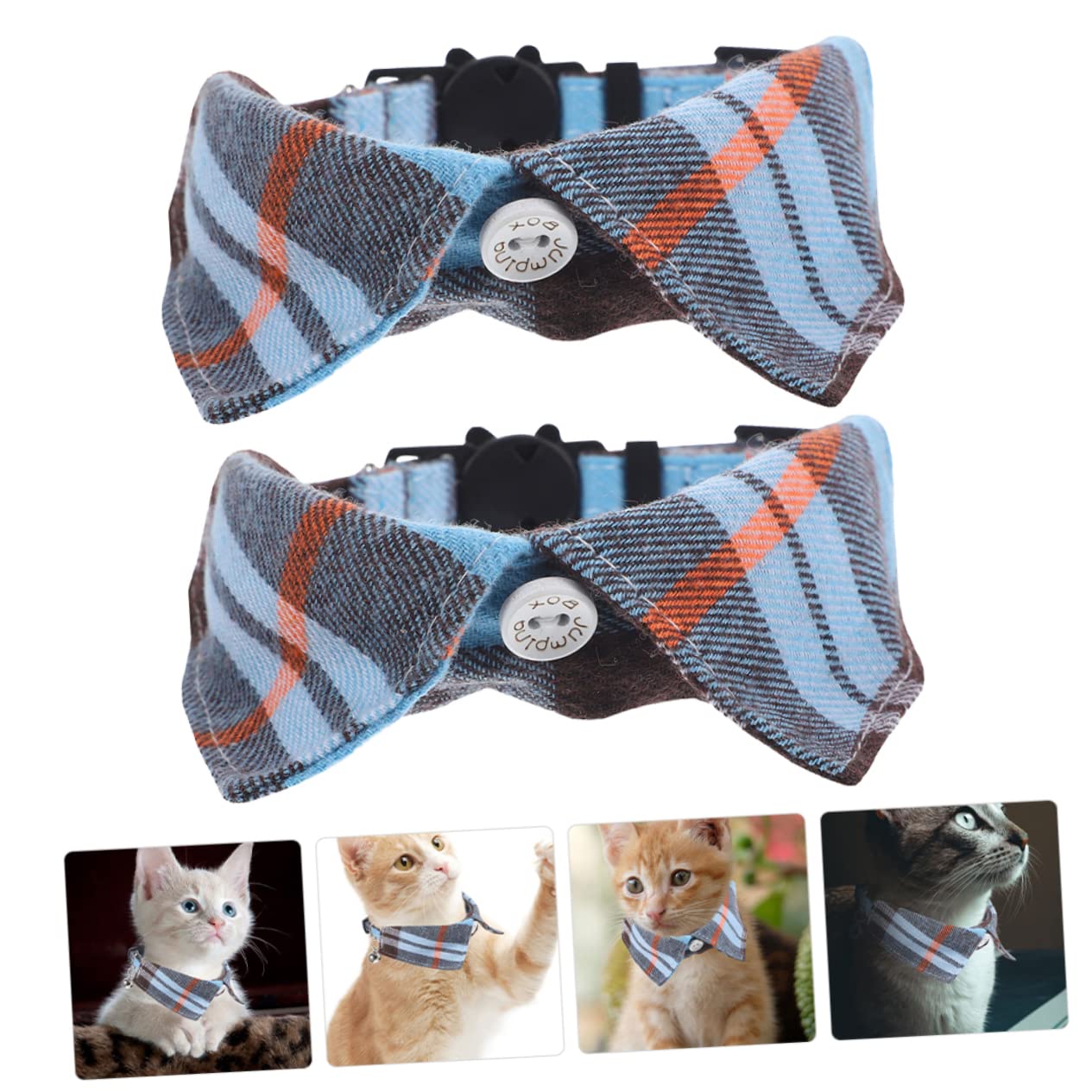 Toddmomy 8pièces Collier pour Chat avec Clochette Et Nœud Décoratif Réglable Et Sécurisé Motif à Carreaux pour Fêtes Photos