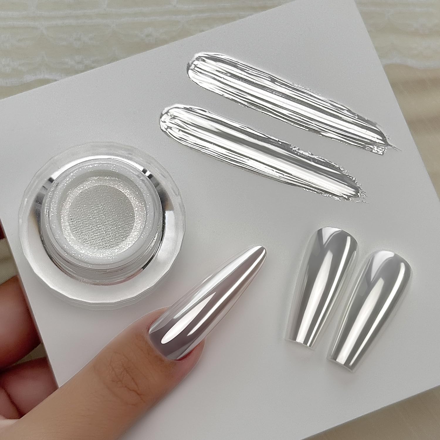YOKEFELLOW GleamTap Cushion Aurora Chrome Nagellackpulver – Meerjungfrau-Aurora-Effekt, Glitzer-Dekoration für die Nagelkunst (GT112 Golden Hour/Violettblau mit hellorangefarbenem Schimmer)
