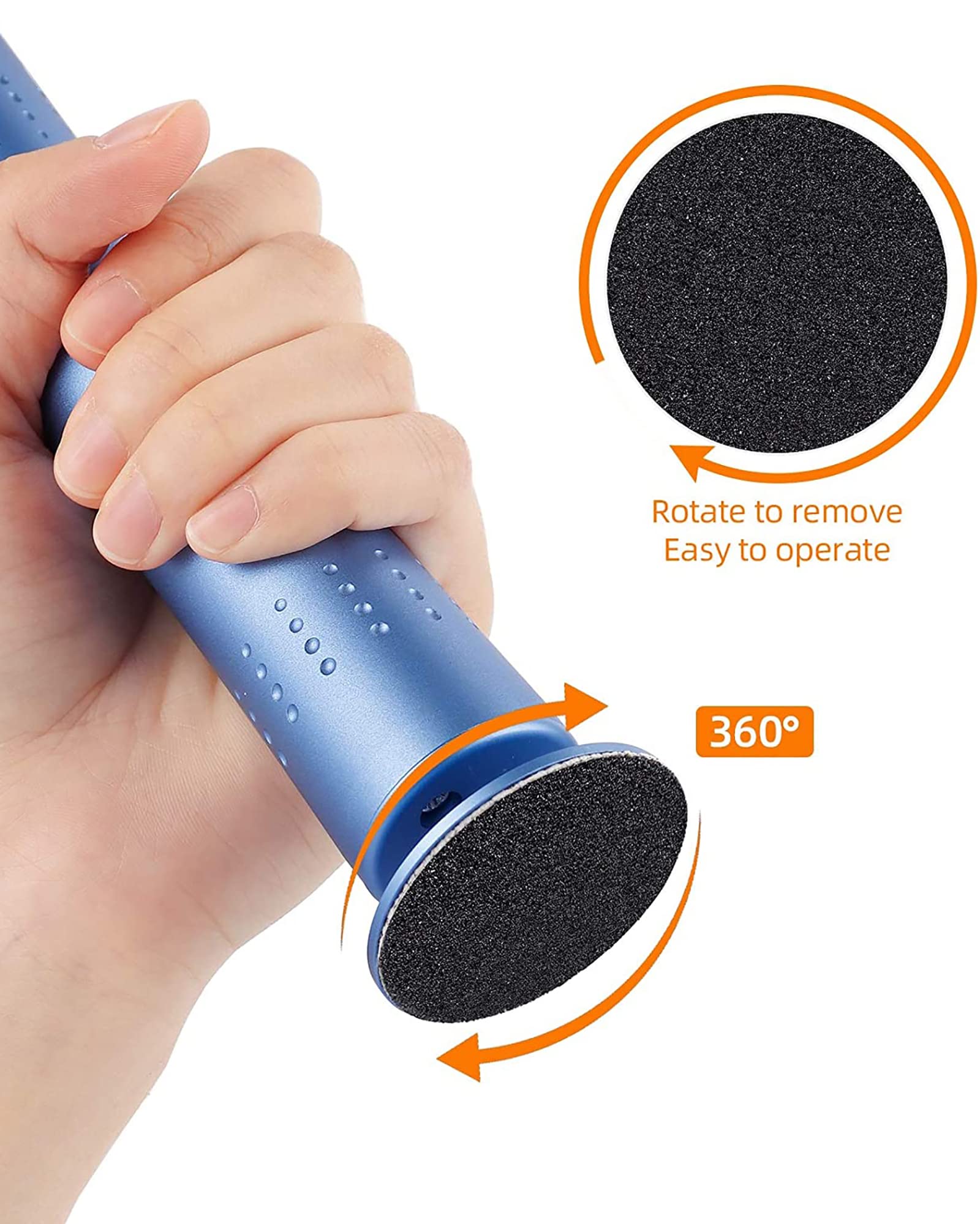 Kit di rimozione del callo del Piede Elettrico Portatile Kit per la rimozione del callo del Piede Strumenti per Pedicure per la Cura dei Piedi con 60 tamponi di Ricambio per Pelle secca e s