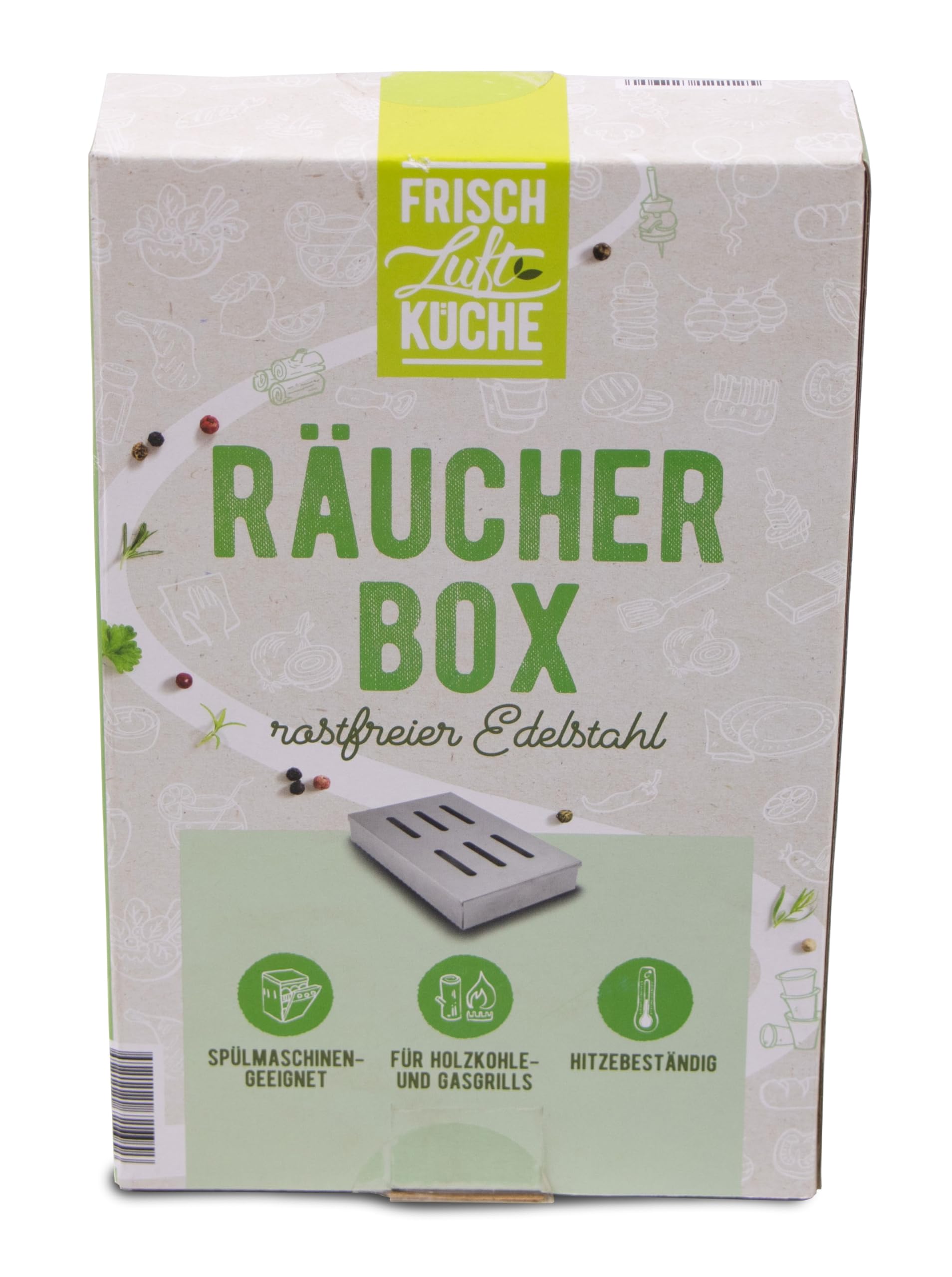 Räucherbox Edelstahl - Ermöglicht intensives Raucharoma auf Gas- und Kohlegrills, zum Räuchern von Fisch und Fleisch, macht jedes Grillgut zum geschmacklichen Highlight - 21x13x3,5cm