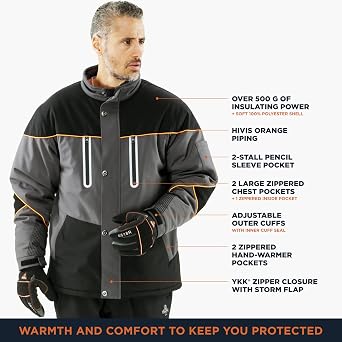 RefrigiWear PolarForce Jacket Insulated Coat for Men,40F Comfort Rating