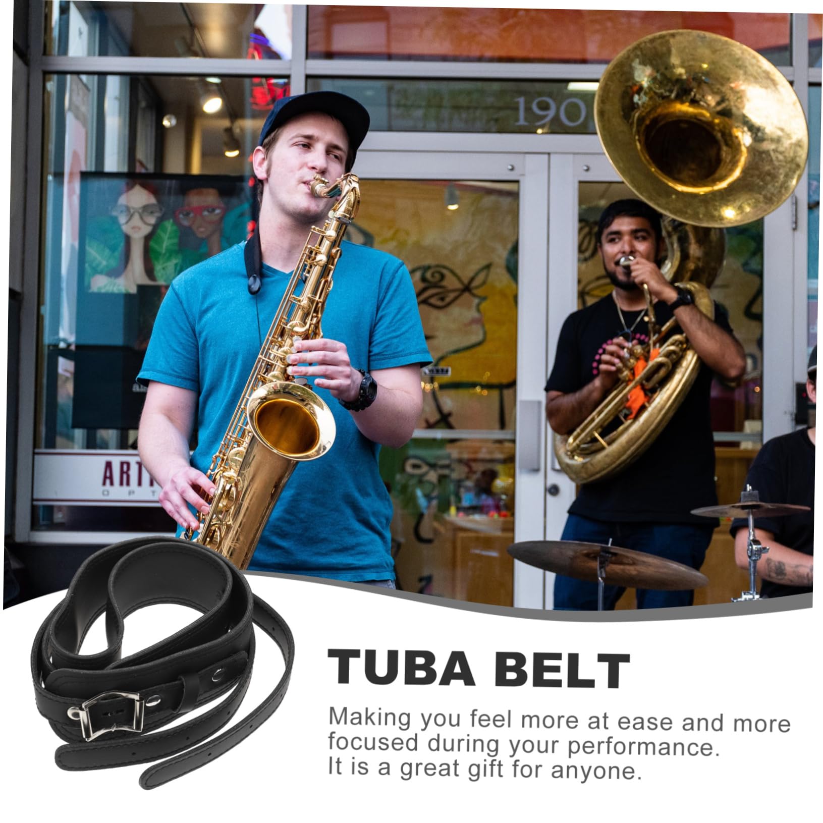 Correa Ajustable Trombón Tuba y Negro de Hombro para Cuero