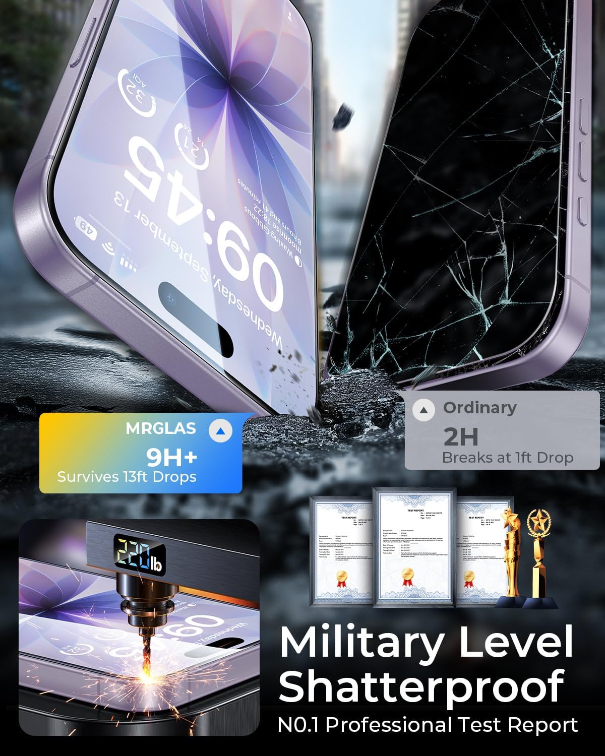 Confezione da 2 + 2 pellicole protettive per iPhone 17 con protezione per | Vetro temperato TOP 9H+ [Zero Bubble] [Protezione militare 10X] Copertura completa dei bordi, compatibile con custodie