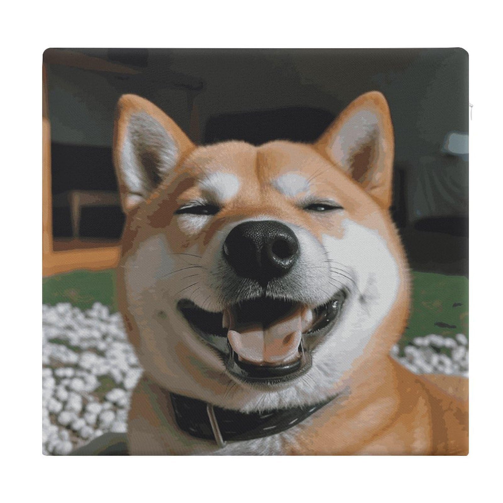 Adfgyerh Style Shiba Inu Smile Tongue Out Cushions Memory Foam For Adults, Seat Cushion Chair Pads Soft, Square Pillows For Dining, Kitchen, Office, Patio Chairs