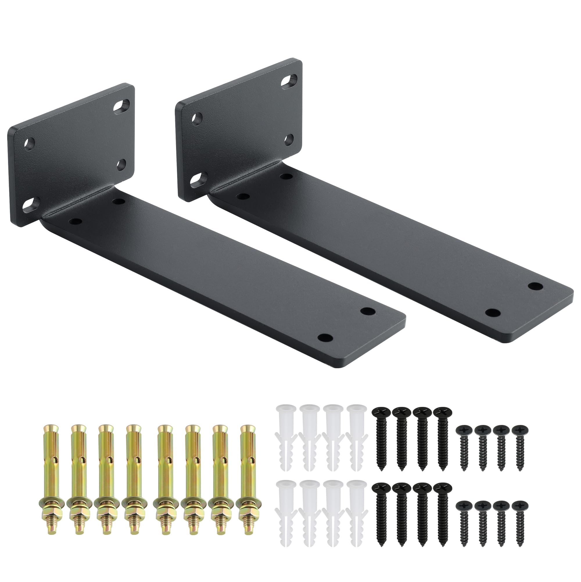 2PCS Black Shelf Brackets, Floating Shelf Brackets 7inch/17.8cm, Heavy Duty Metal L Brackets for Shelves Support Wall Hanging