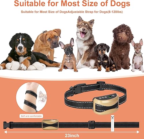 Miniatura 6 de Collar antiladridos BXQ para perros pequeños, medianos y grandes, con 4 modos de entrenamiento y 7 niveles de sensibilidad ajustables, collar