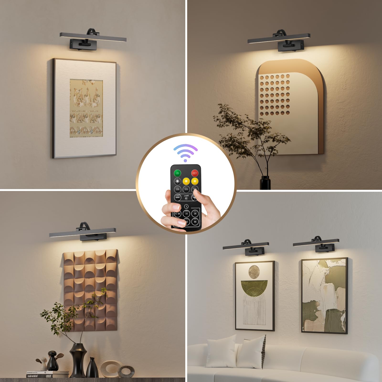 DarHorz 23.5" Wireless Picture Light – Brass Battery-Operated Art Lamp With Remote, Dimmable, 2700K-5000K CCT, For Paintings & Gallery Walls