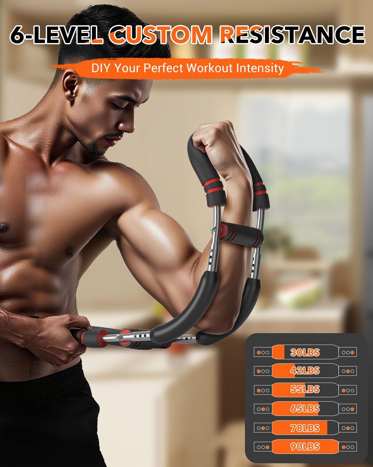 eWonLife Twister Arm Trainer - Adjustable 6 Resistance Level Arm & Chest Workout Equipment for Man Women Arm Trainer Chest Exerciser Portable Home Gym Equipment for Strengthen Upper Body (Red)