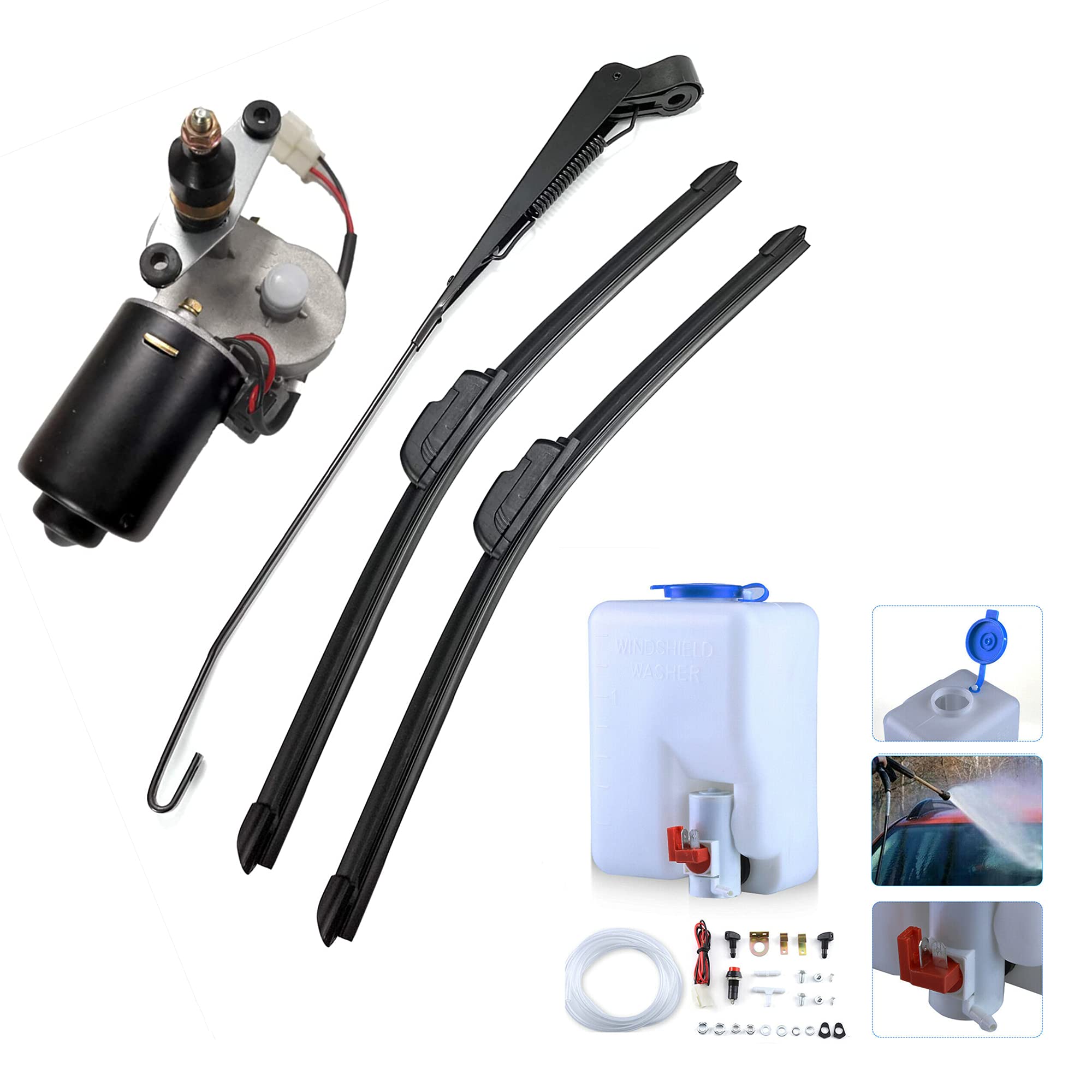 Buy SCHRION 110 Degree Motor 12V Electric Motor UTV Windshield Bottle Washer Kit Fits Polaris