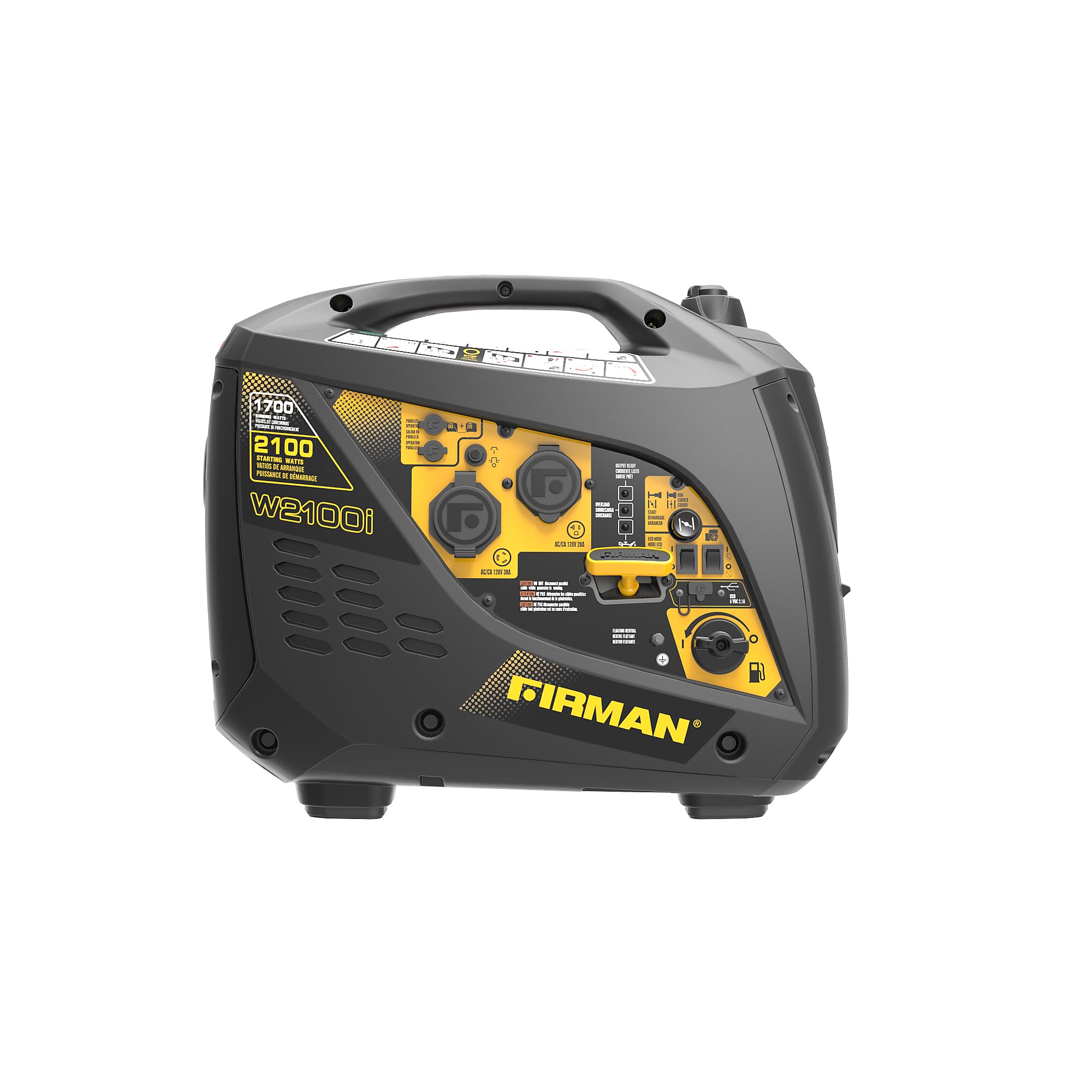 Firman W01784 Portable Generator, Gas, Recoil-Start With Parallel Kit, 2100/1700-Watt - Quantity 1